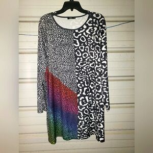 Plus Size 3X Long Tunic Top women's animal print dressy blouse shirt